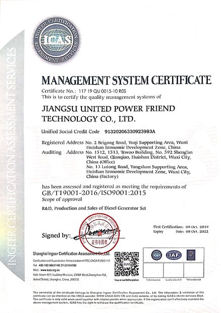 China Jiangsu United Power Friend Technology Co., Ltd. Certificações